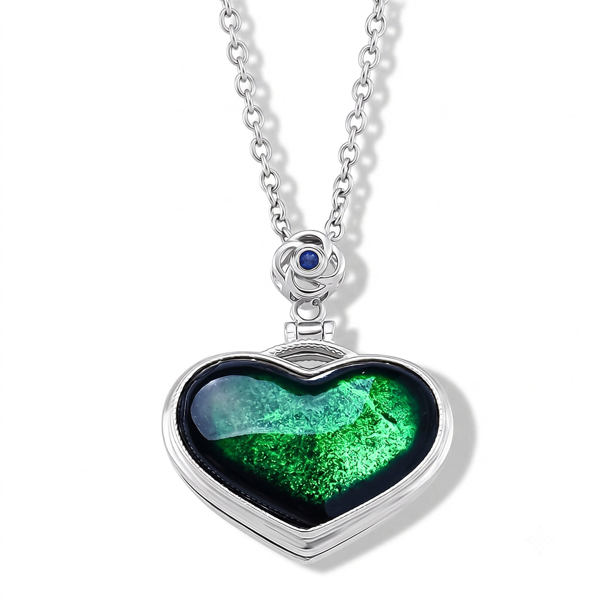 Schwarzer Jadeit und Zirkonia Medaillon-Legierung-Anhänger mit 50cm Edelstahl-Kette