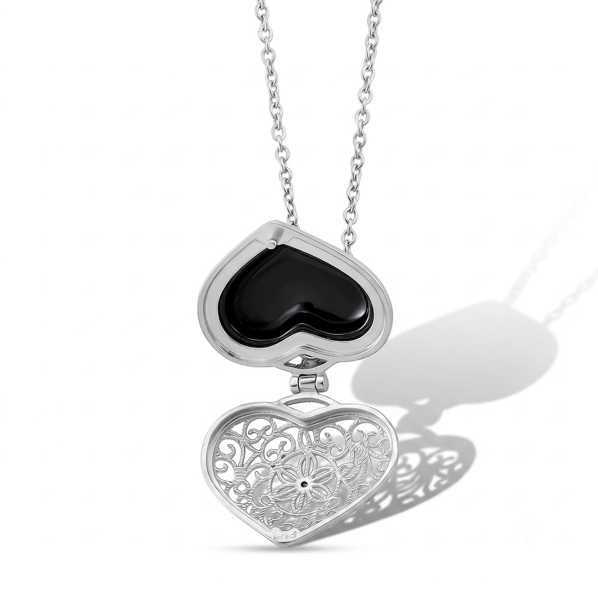 Schwarzer Jadeit und Zirkonia Medaillon-Legierung-Anhänger mit 50cm Edelstahl-Kette