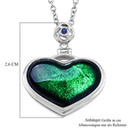 Schwarzer Jadeit und Zirkonia Medaillon-Legierung-Anhänger mit 50cm Edelstahl-Kette