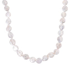 EINMALIGES ANGEBOT - 2er Set Weiße Keshi Perl Halskette und Armband, 316L Weiß Edelstahl