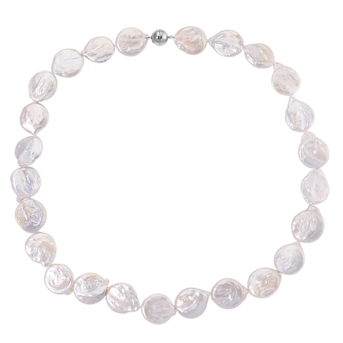 EINMALIGES ANGEBOT - 2er Set Weiße Keshi Perl Halskette und Armband, 316L Weiß Edelstahl