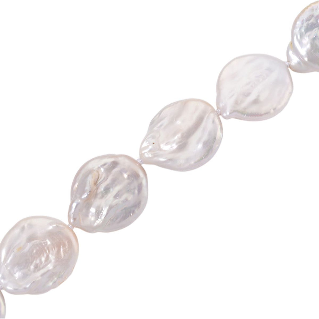 EINMALIGES ANGEBOT - 2er Set Weiße Keshi Perl Halskette und Armband, 316L Weiß Edelstahl