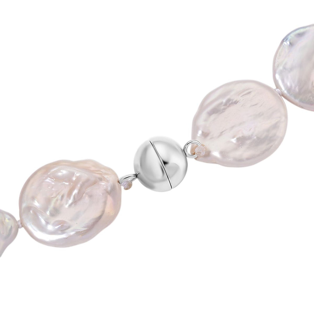 EINMALIGES ANGEBOT - 2er Set Weiße Keshi Perl Halskette und Armband, 316L Weiß Edelstahl