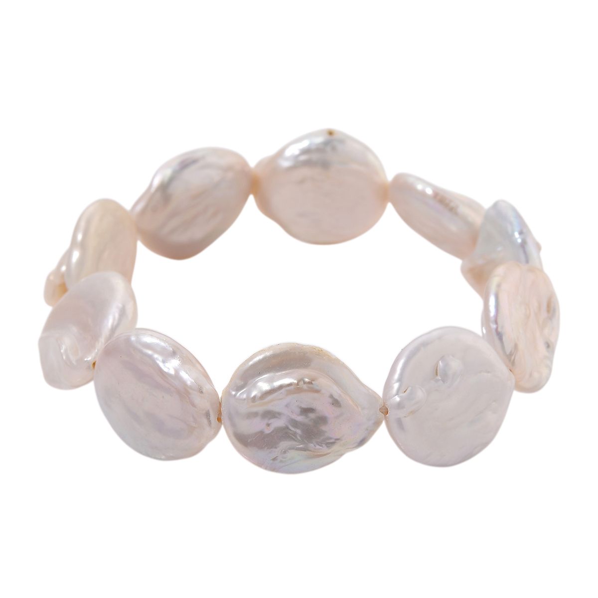 EINMALIGES ANGEBOT - 2er Set Weiße Keshi Perl Halskette und Armband, 316L Weiß Edelstahl