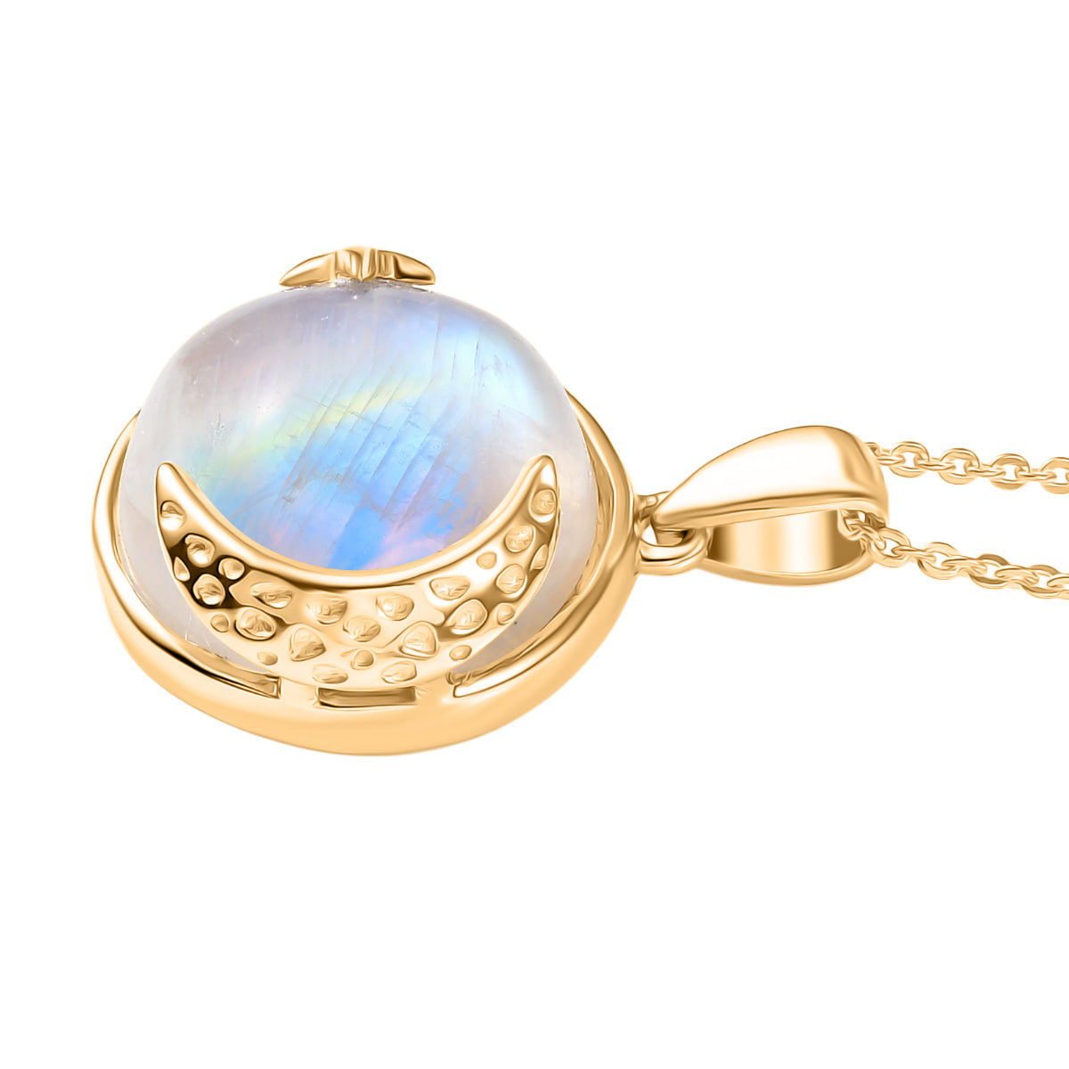 D'Joy AA Meetiyagoda Regenbogen Mondstein Schmuckset ca. 50 cm 925 Silber 750 Gelbgold Vermeil ca. 11.65 ct