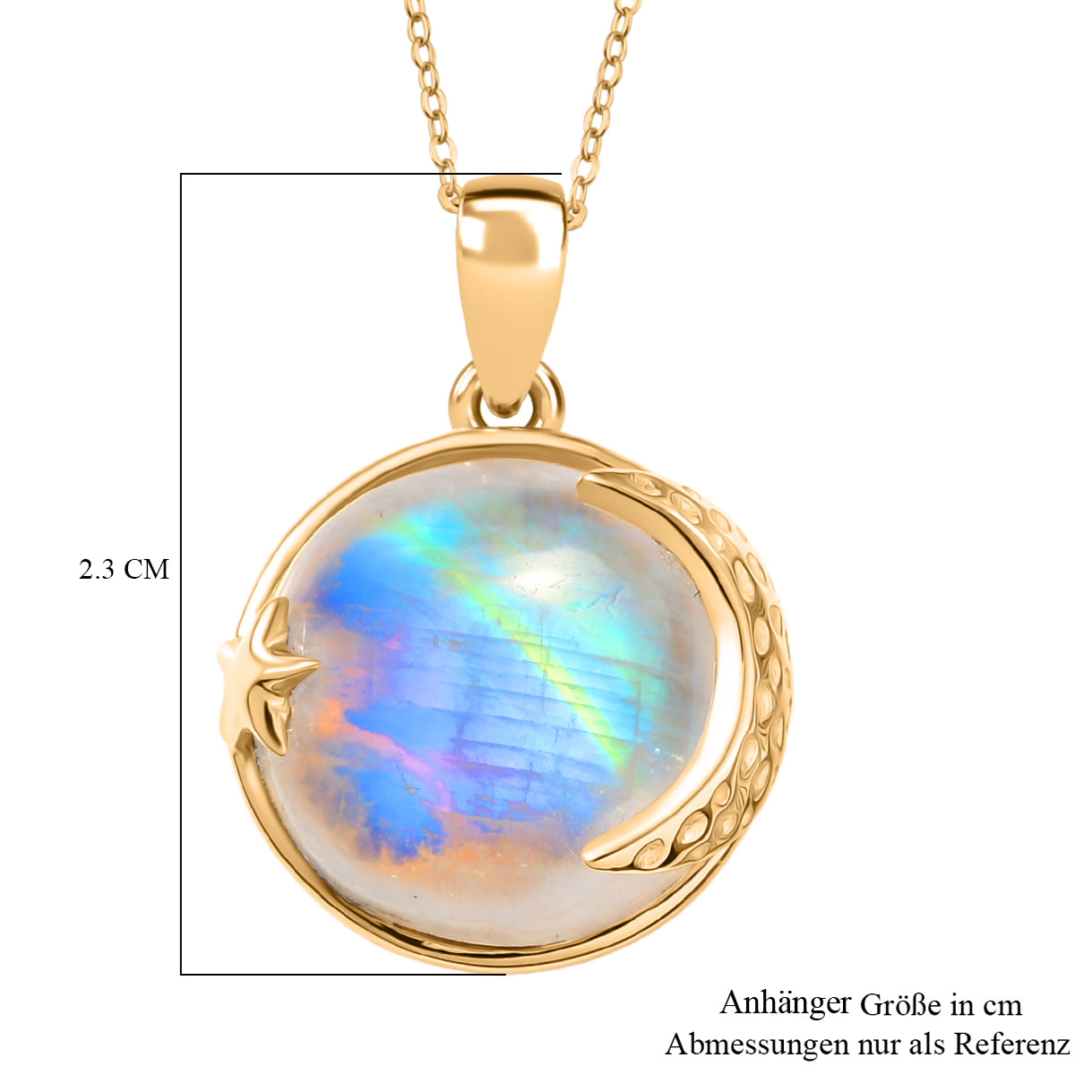 D'Joy AA Meetiyagoda Regenbogen Mondstein Schmuckset ca. 50 cm 925 Silber 750 Gelbgold Vermeil ca. 11.65 ct