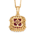 D'Joy ASSCHER SCHLIFF Afrikanischer Rubin (Fissure gefüllt), Weißer Topas Schmuckset ca. 50 cm 925 Silber 750 Gelbgold Vermeil ca. 8.11 ct