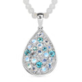 D'Joy 2er Set Meetiyagoda Regenbogen Mondstein Anhänger mit Weißer Mondstein collier ca. 45 cm 925 Silber rhodiniert ca. 30.17 ct