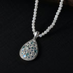 D'Joy 2er Set Meetiyagoda Regenbogen Mondstein Anhänger mit Weißer Mondstein collier ca. 45 cm 925 Silber rhodiniert ca. 30.17 ct