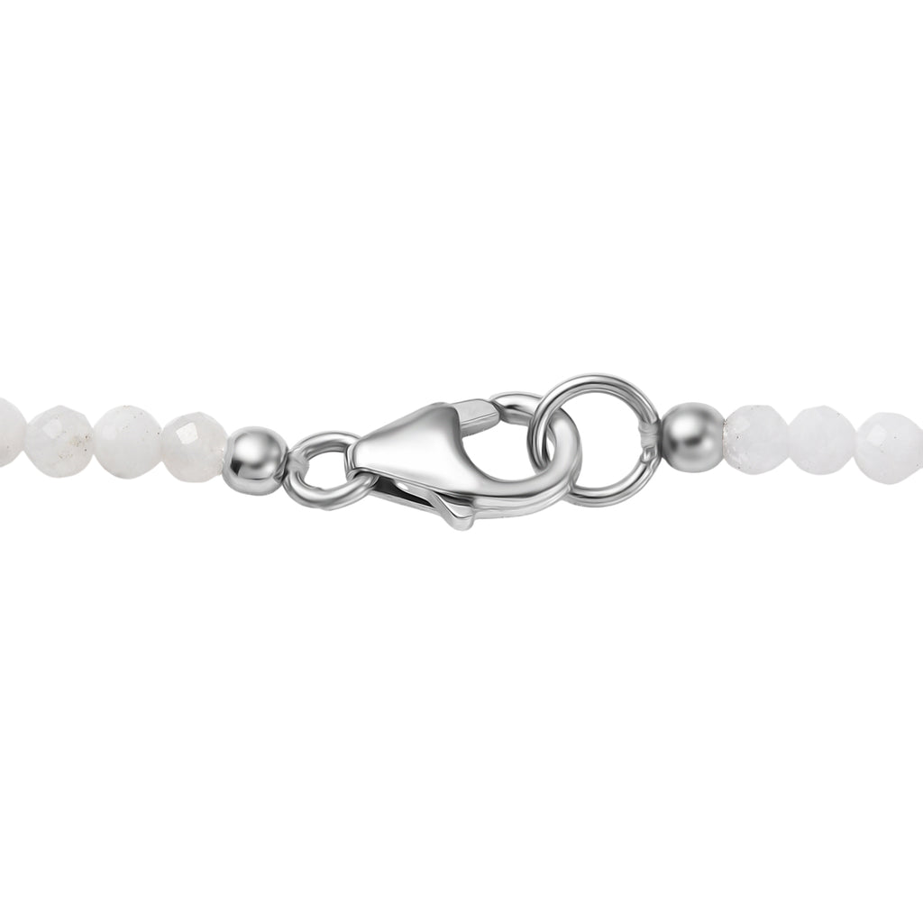 D'Joy 2er Set Meetiyagoda Regenbogen Mondstein Anhänger mit Weißer Mondstein collier ca. 45 cm 925 Silber rhodiniert ca. 30.17 ct