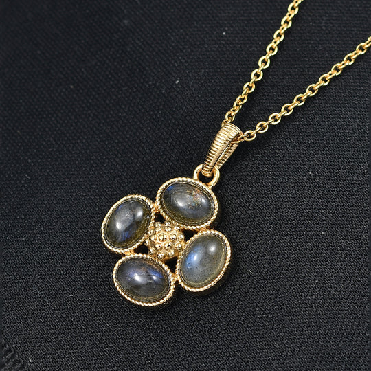 EVER TRUE AAA Labradorit Schmuckset ca. 50 cm, 316L Edelstahl, ca. 3.48 ct