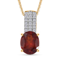 D'Joy AAA Hessonit Granat, Weißer Zirkon Anhänger mit Kette, ca. 50 cm 925 Silber 750 Gelbgold Vermeil ca. 3.16 ct