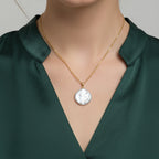 Weiße Süßwasser Perle Anhänger mit Kette, ca. 50 cm 316L Edelstahl, Goldfarben