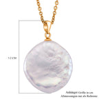 Weiße Süßwasser Perle Anhänger mit Kette, ca. 50 cm 316L Edelstahl, Goldfarben