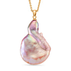AAA Mehrfarbige Süßwasser Perle Anhänger mit Kette, ca. 50 cm 316L Edelstahl, Goldfarben