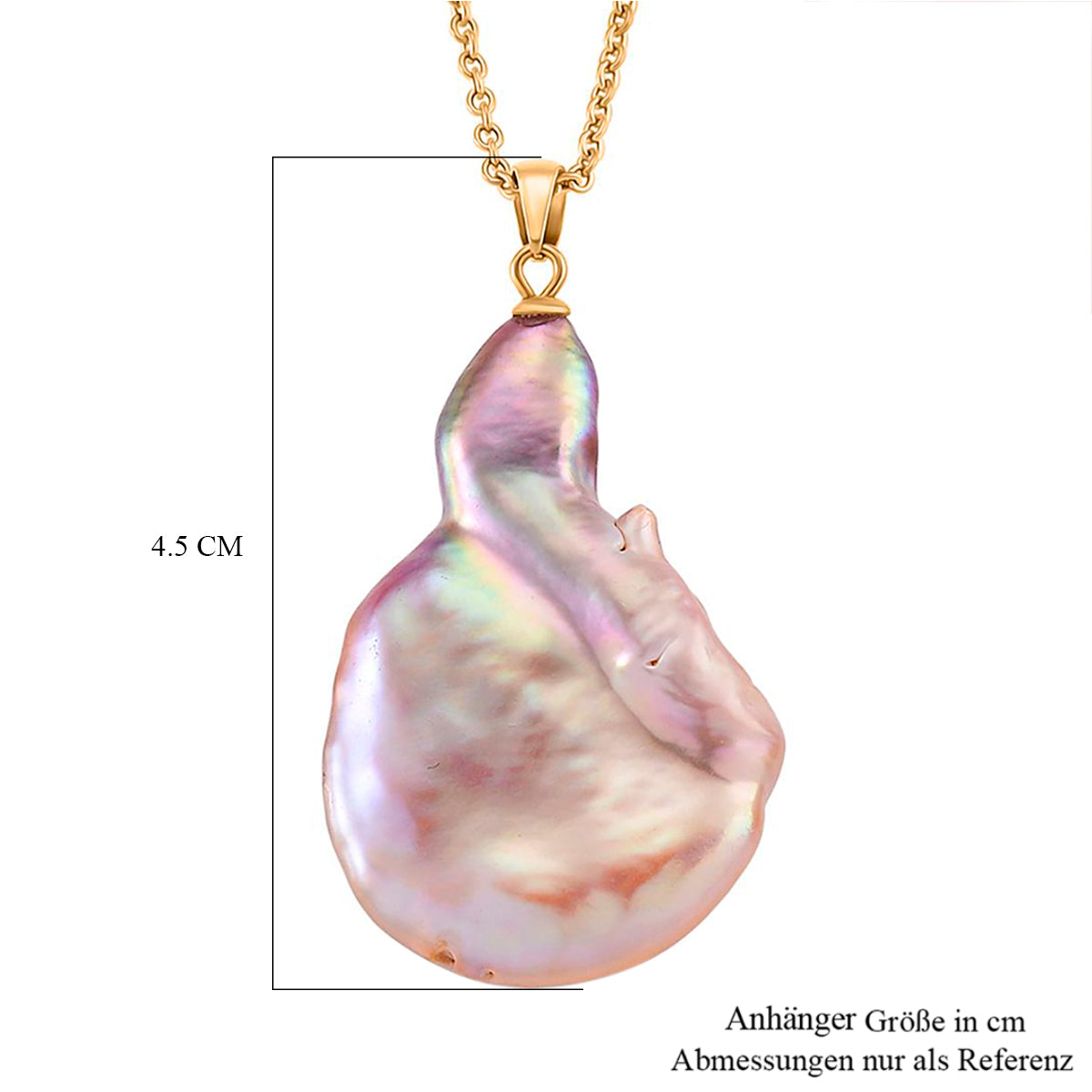 AAA Mehrfarbige Süßwasser Perle Anhänger mit Kette, ca. 50 cm 316L Edelstahl, Goldfarben