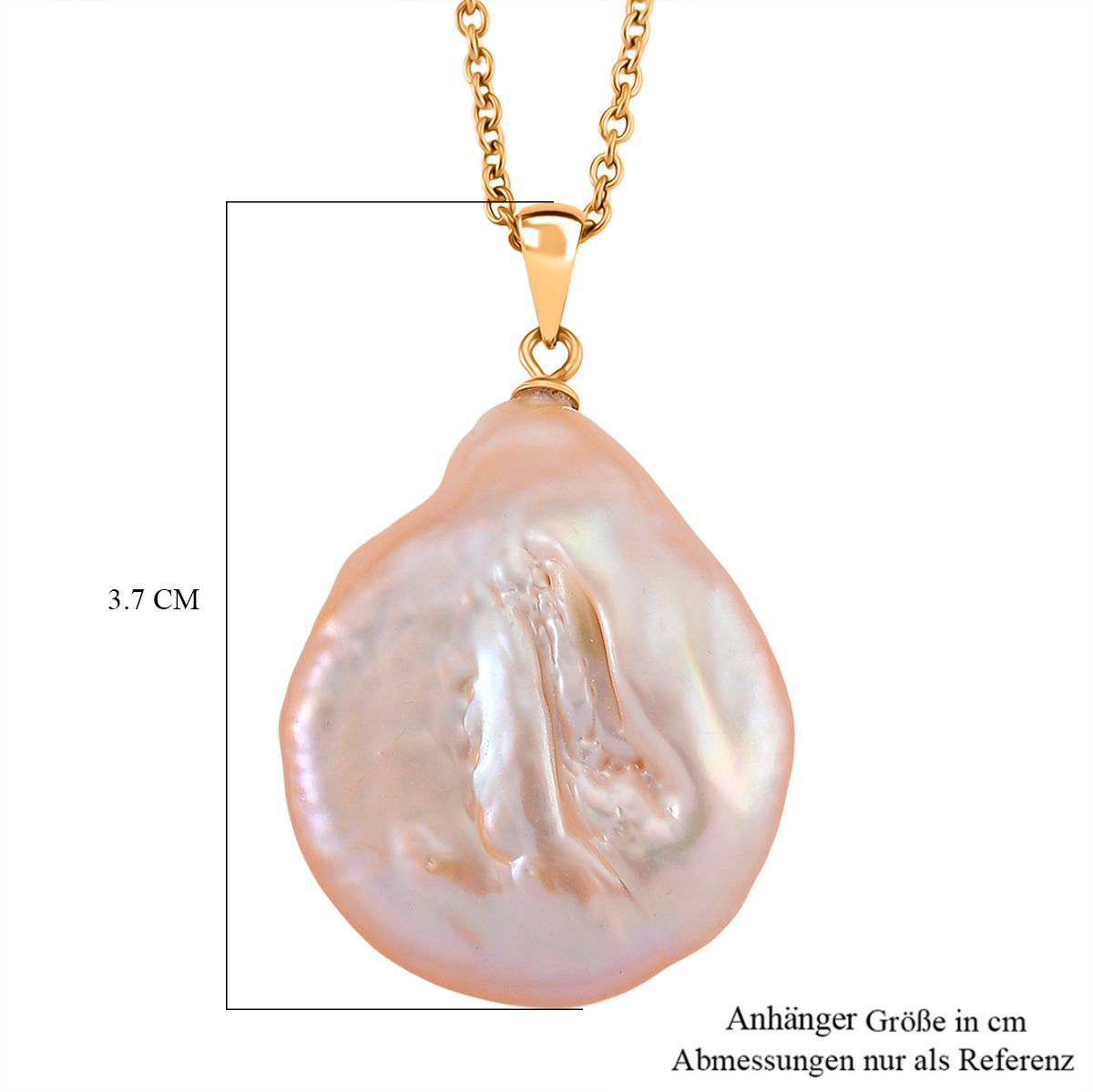 AAA Pfirsich-Süßwasser Perle Anhänger mit Kette  ca. 50 cm 316L Edelstahl, Goldfarben