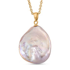 AAA Lila Süßwasser Perle Anhänger mit Kette, ca. 50 cm 316L Edelstahl goldfarben