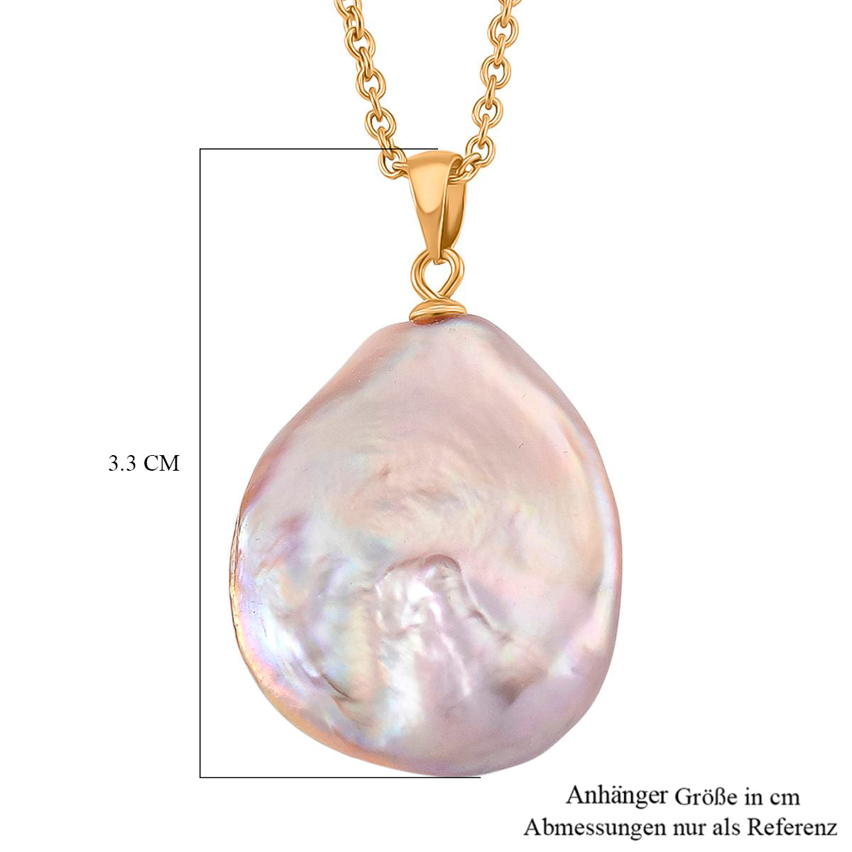 AAA Lila Süßwasser Perle Anhänger mit Kette, ca. 50 cm 316L Edelstahl goldfarben