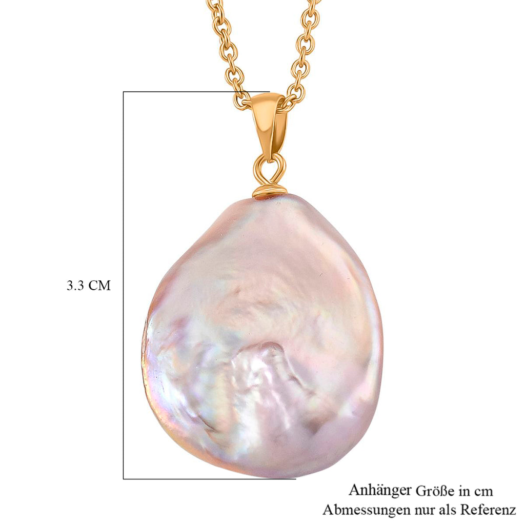AAA Lila Süßwasser Perle Anhänger mit Kette, ca. 50 cm 316L Edelstahl goldfarben
