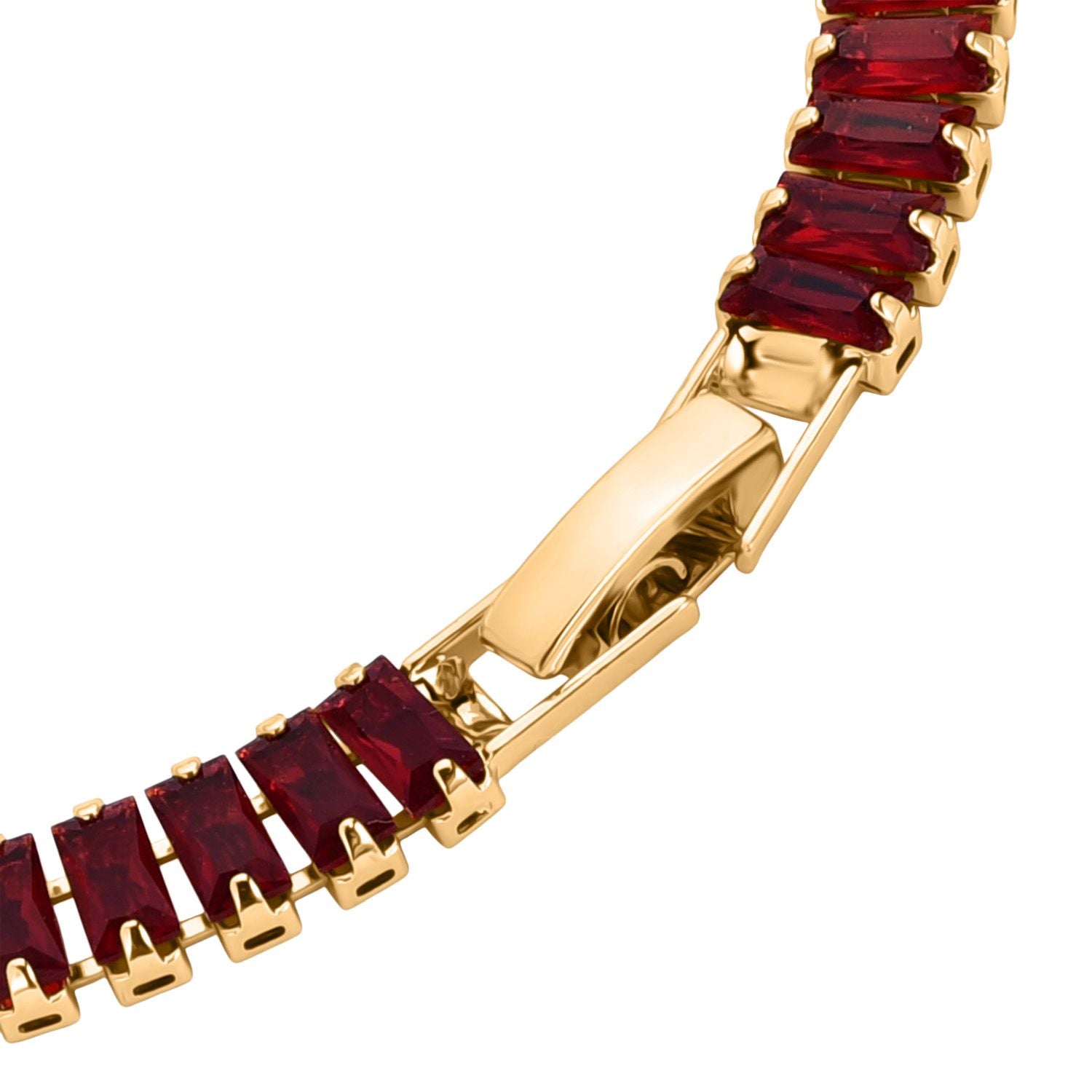 2er Set - Granat Zirkonia, Weißer Zirkonia Armband ca. 19 cm, Nickelfreies Messing, Goldfarben