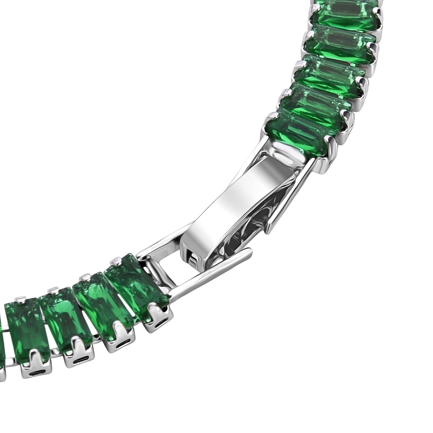 2er Set - Grüner Kristall, Weißer Zirkonia Armband ca. 19 cm, Nickelfreies Messing