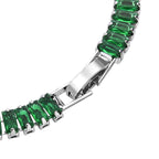 2er Set - Grüner Kristall, Weißer Zirkonia Armband ca. 19 cm, Nickelfreies Messing
