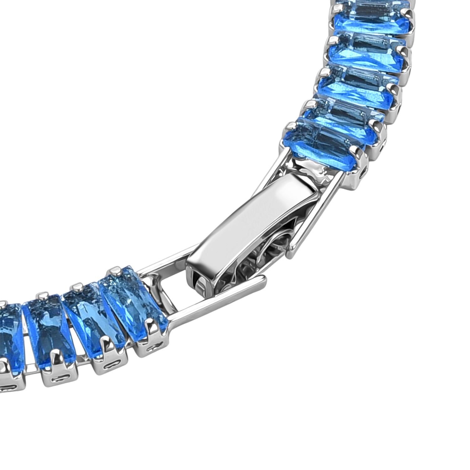 2er Set - Blauer Zirkonia, Weißer Zirkonia Armband ca. 19 cm, Nickelfreies Messing