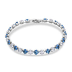 2er Set - Blauer Zirkonia, Weißer Zirkonia Armband ca. 19 cm, Nickelfreies Messing