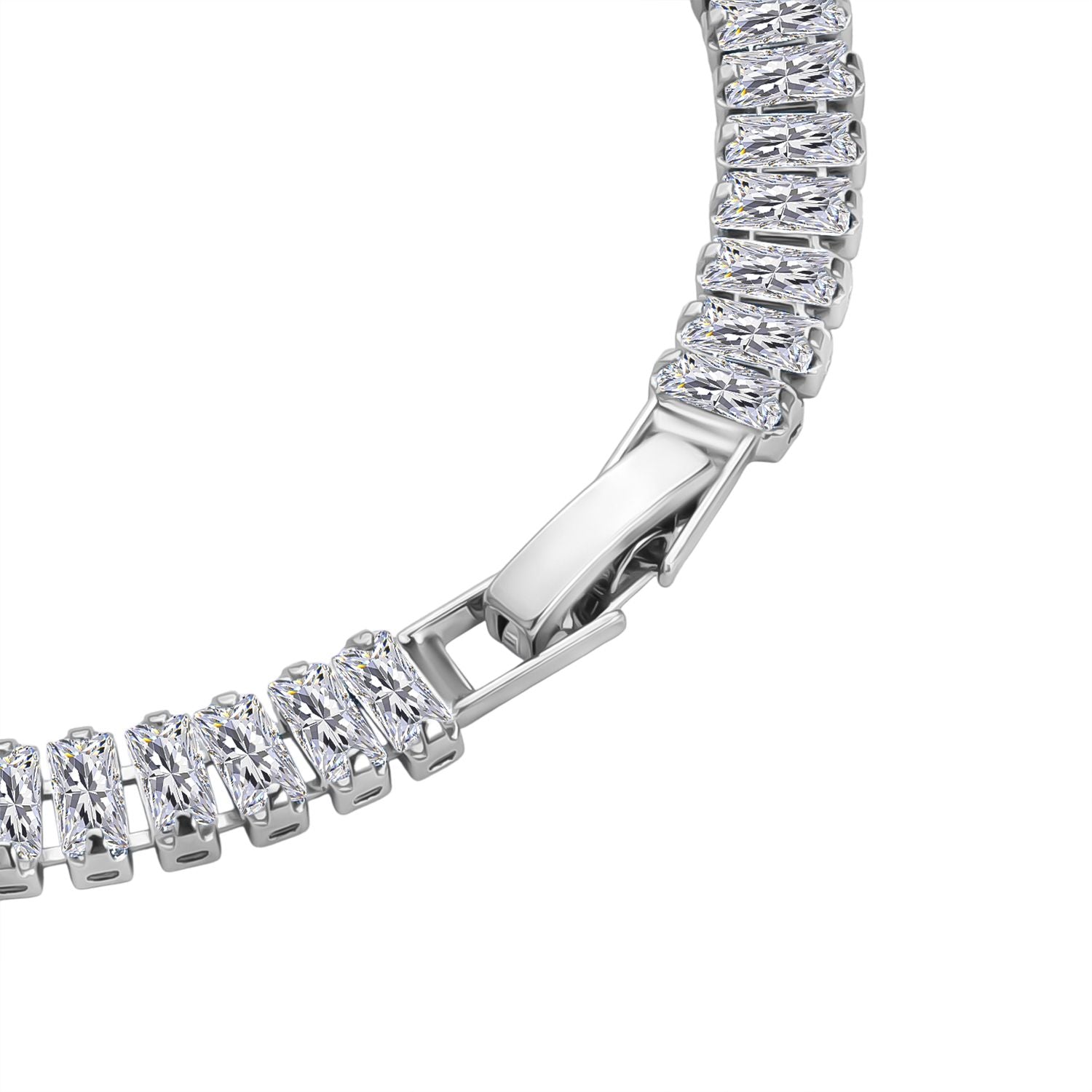 2er Set - Weißer Zirkonia Armband ca. 19 cm, Nickelfreies Messing