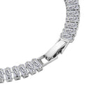 2er Set - Weißer Zirkonia Armband ca. 19 cm, Nickelfreies Messing
