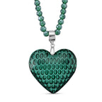 2er Set - Grüner Herz Anhänger und beads Halskette mit  Varioclip-Verschluss, ca. 50 cm