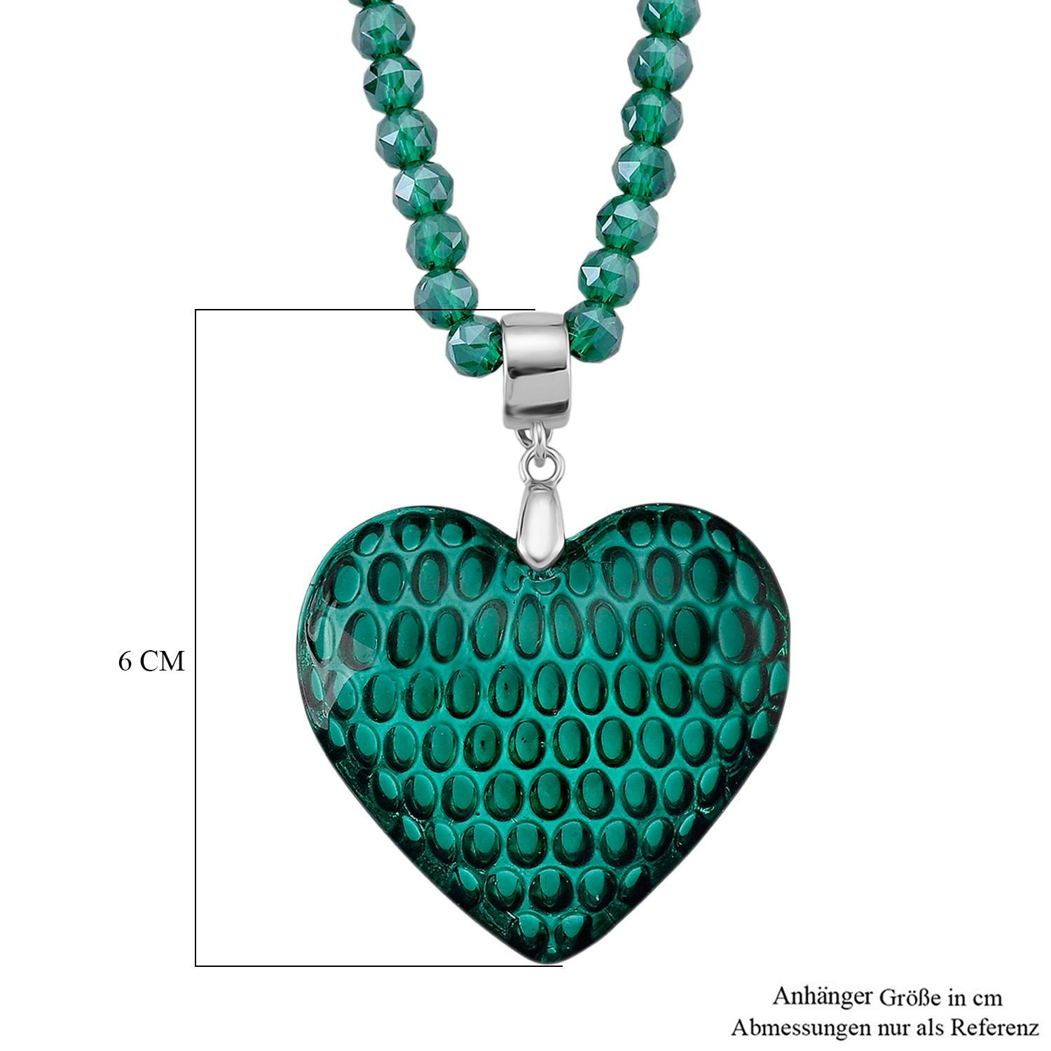 2er Set - Grüner Herz Anhänger und beads Halskette mit  Varioclip-Verschluss, ca. 50 cm