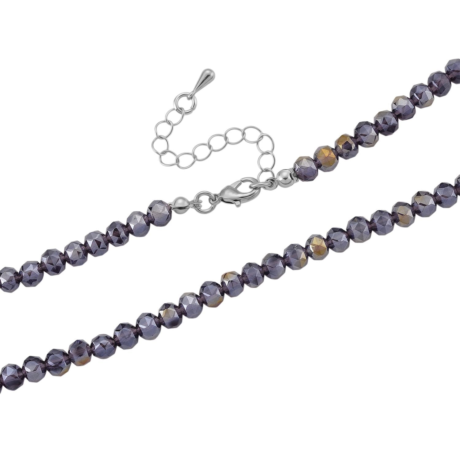 2er Set - Lila Herz Anhänger und beads Halskette mit  Varioclip-Verschluss, ca. 50 cm