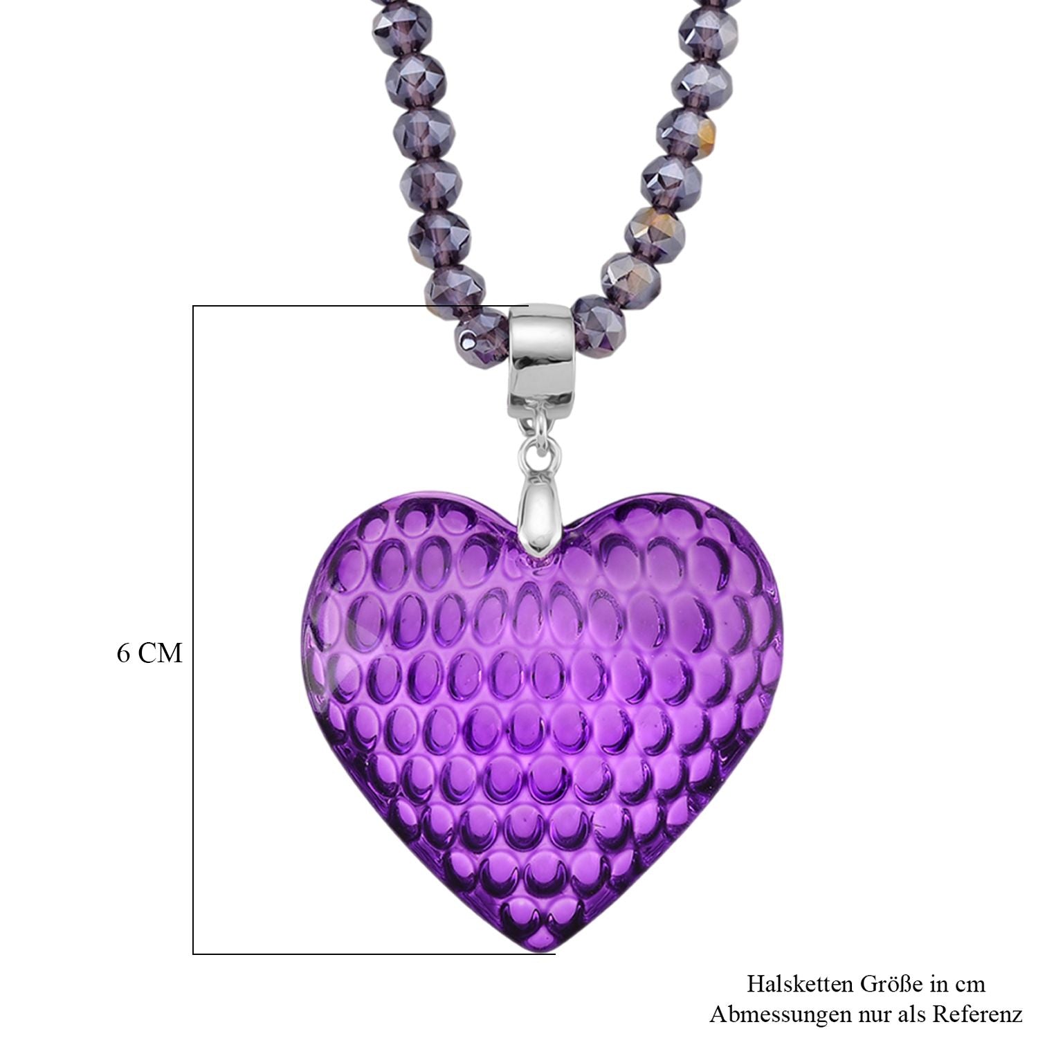 2er Set - Lila Herz Anhänger und beads Halskette mit  Varioclip-Verschluss, ca. 50 cm