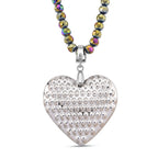2er Set - Mysticher regenbogen Kristall Herz Anhänger und beads Halskette mit Varioclip-Verschluss, ca. 50 cm