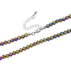 2er Set - Mysticher regenbogen Kristall Herz Anhänger und beads Halskette mit Varioclip-Verschluss, ca. 50 cm
