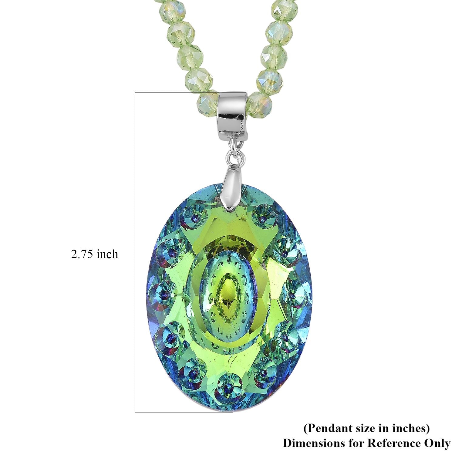 Grüner Kristall Schmuckset ca. 60 cm + 5 cm Extender