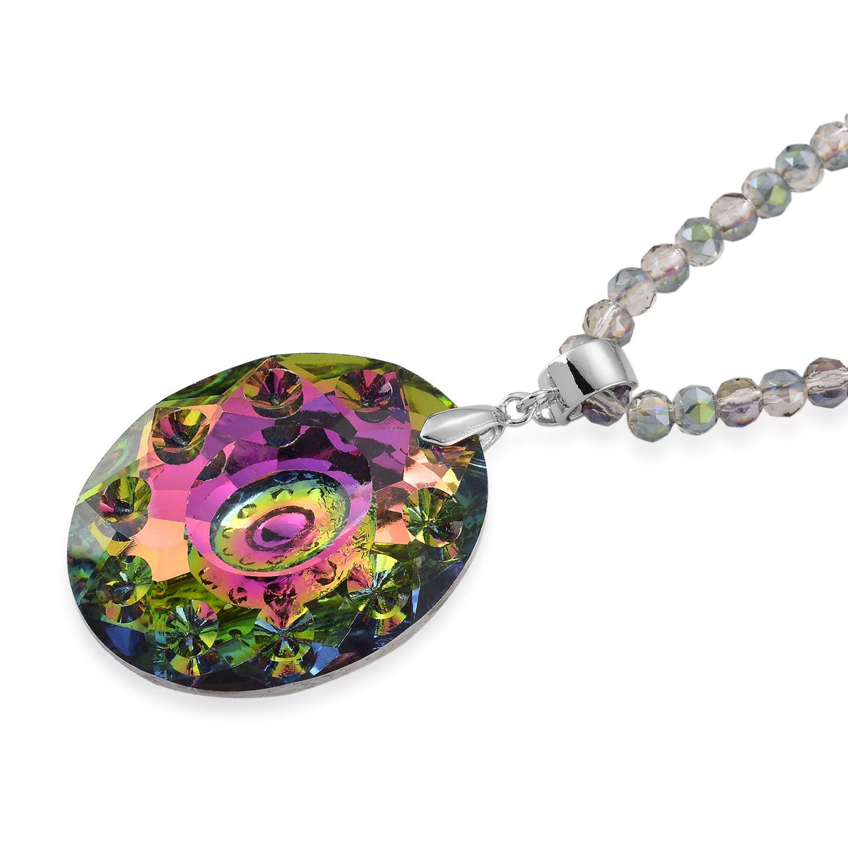 Mysticher Regenbogen Kristall Anhänger mit 60+5cm Kette, Legierung