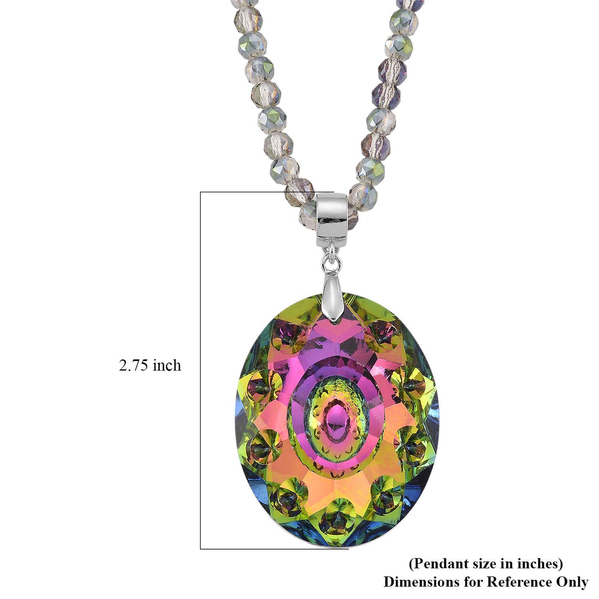 Mysticher Regenbogen Kristall Anhänger mit 60+5cm Kette, Legierung