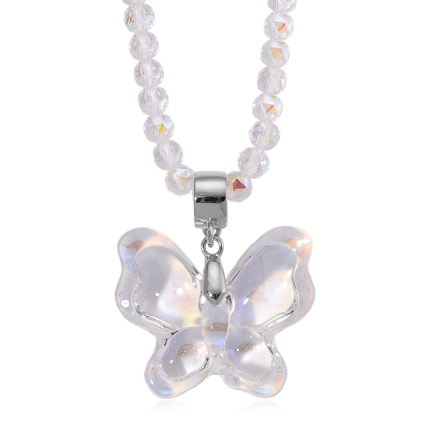 2er Set - Weißer Magie Anhänger mit Kette ca. 60 cm+ 5 cm Extender, Farbe Kristall