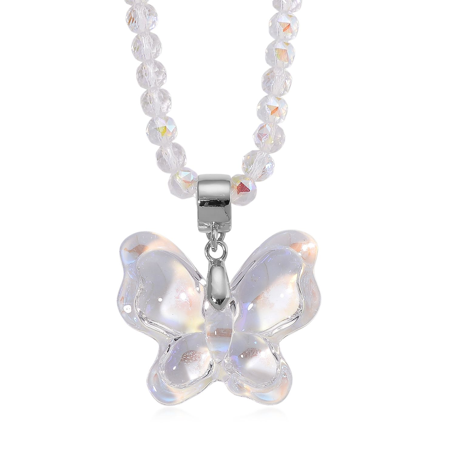 2er Set - Weißer Magie Anhänger mit Kette ca. 60 cm+ 5 cm Extender, Farbe Kristall