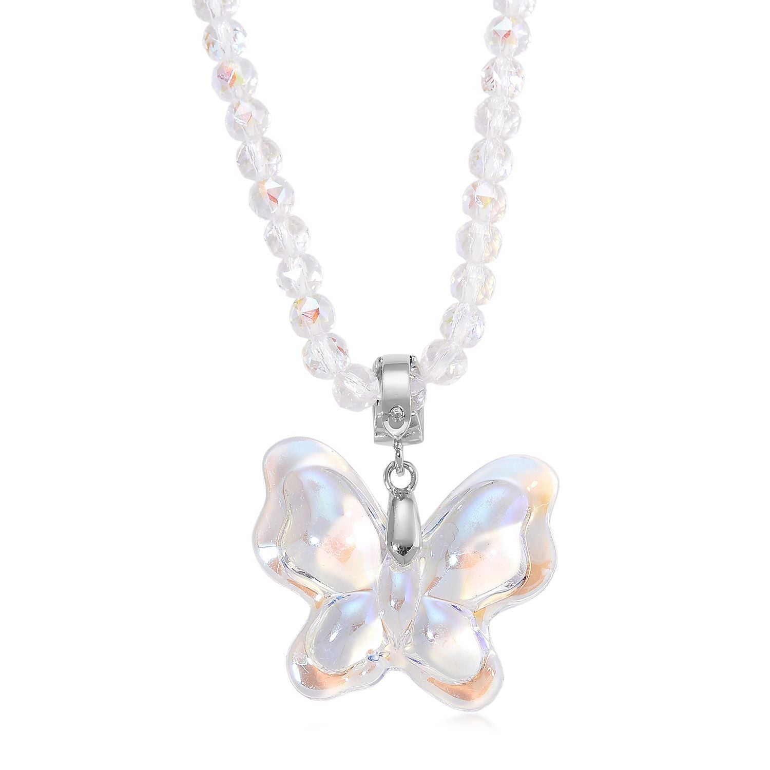 2er Set - Weißer Magie Anhänger mit Kette ca. 60 cm+ 5 cm Extender, Farbe Kristall