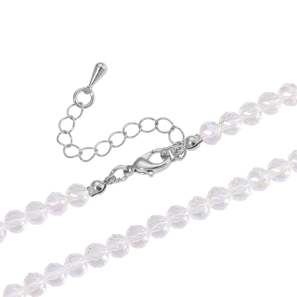 2er Set - Weißer Magie Anhänger mit Kette ca. 60 cm+ 5 cm Extender, Farbe Kristall