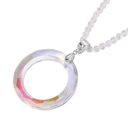 2er Set - Weißer Anhänger mit Kette ca. 60 cm + 5 cm Extender, Magie Farbe Kristall