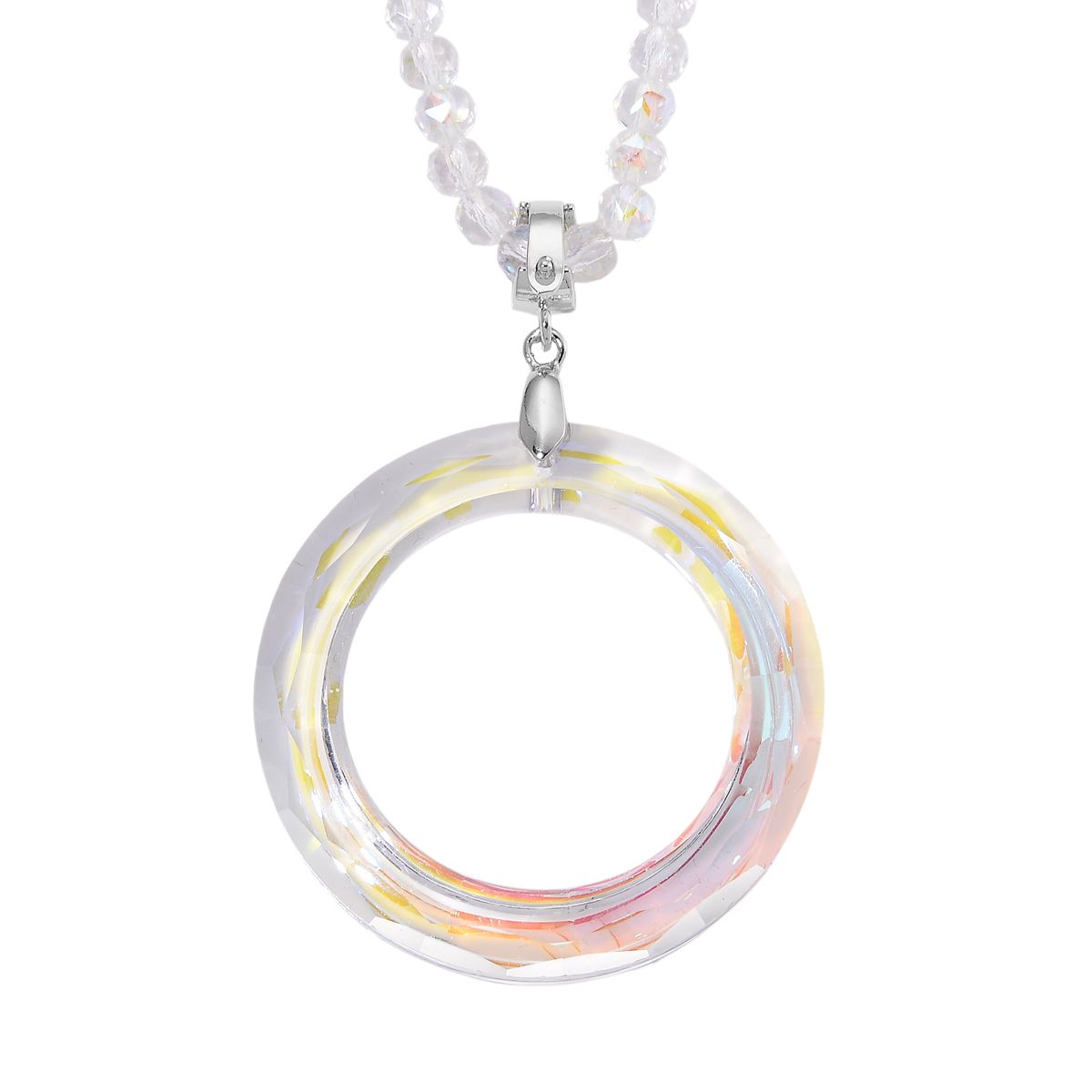 2er Set - Weißer Anhänger mit Kette ca. 60 cm + 5 cm Extender, Magie Farbe Kristall