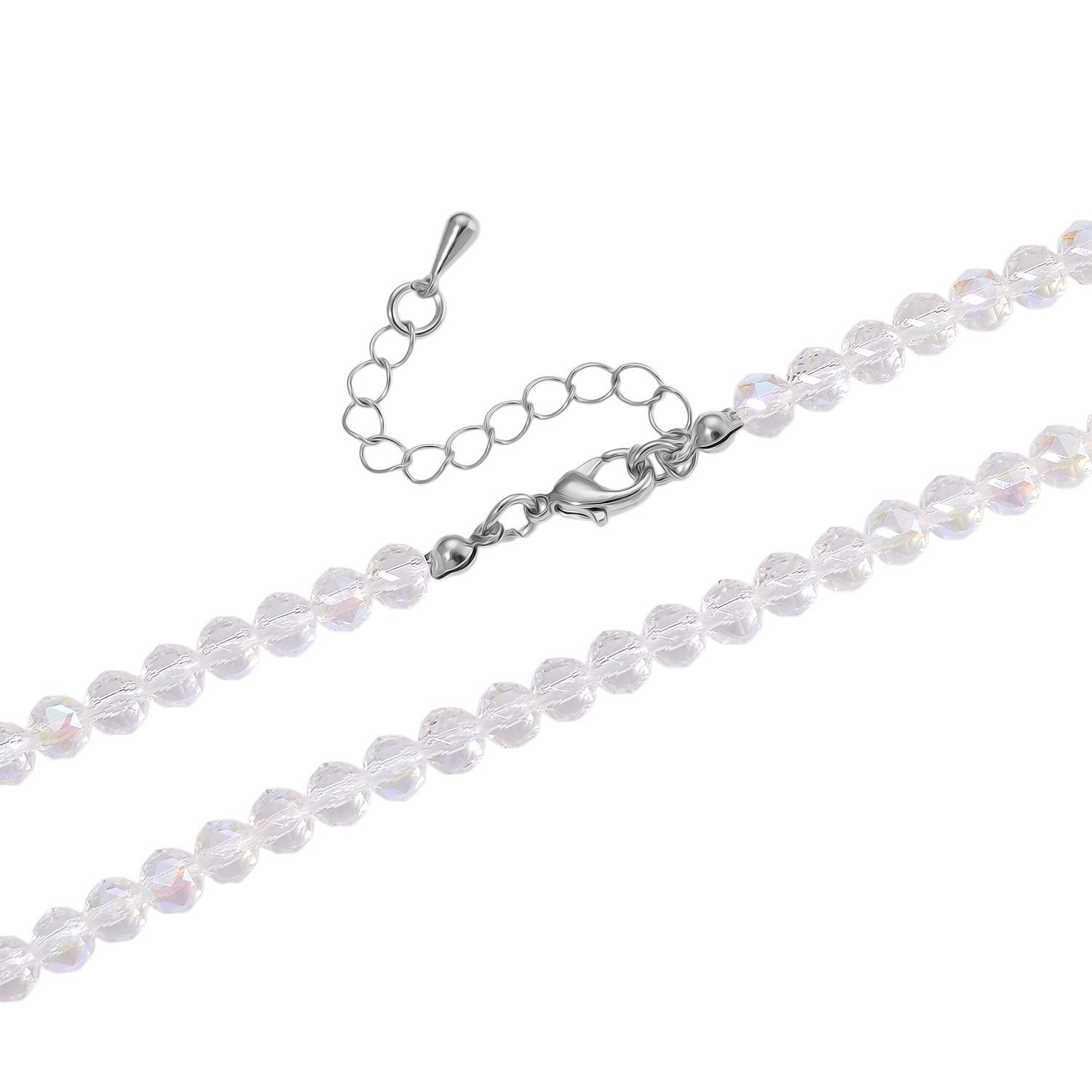 Weißer Kristall Anhänger mit Kette ca. 60 cm + 5 cm Extender