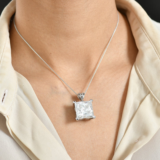 D'Joy Moissanit Anhänger mit Kette, ca. 50 cm 925 Silber rhodiniert ca. 31.54 ct