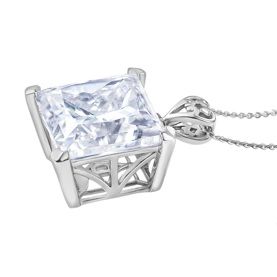 D'Joy Moissanit Anhänger mit Kette, ca. 50 cm 925 Silber rhodiniert ca. 31.54 ct