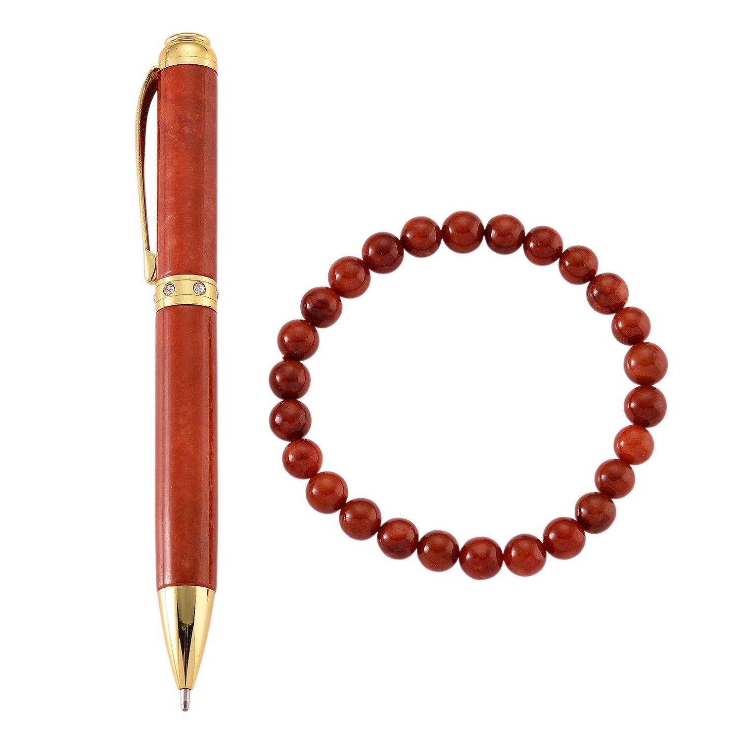 2er Set- Burmesischer Rote Jadeit Jade Geschenkset, Vergoldet 300.00 ct
